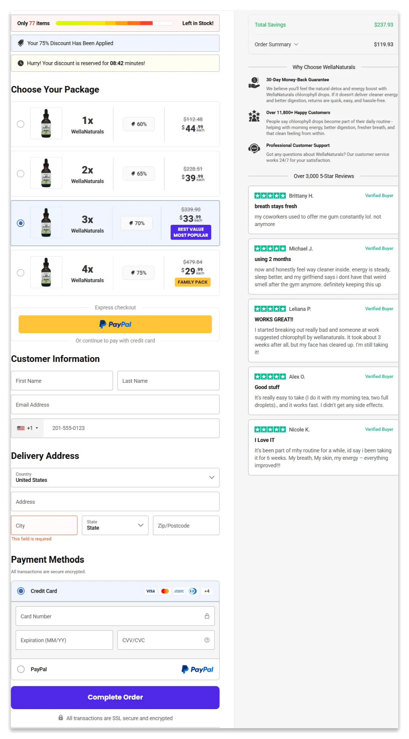 Wella Naturals Secure Checkout Page
